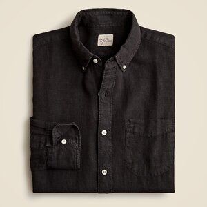 J Crew Baird McNutt Linen Shirt Mens Black Slim Long Sleeve Irish